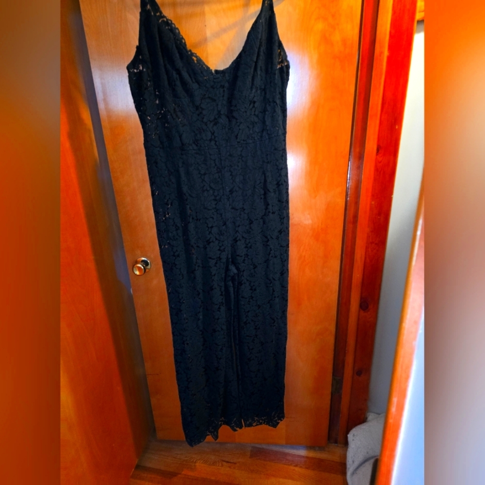 Plus size black lace jumpsuit